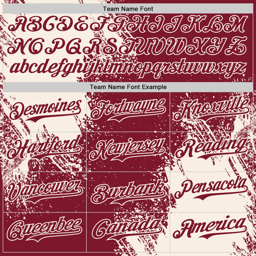 Custom Crimson-Cream Abstract Brush Stroke Authentic Baseball Jersey