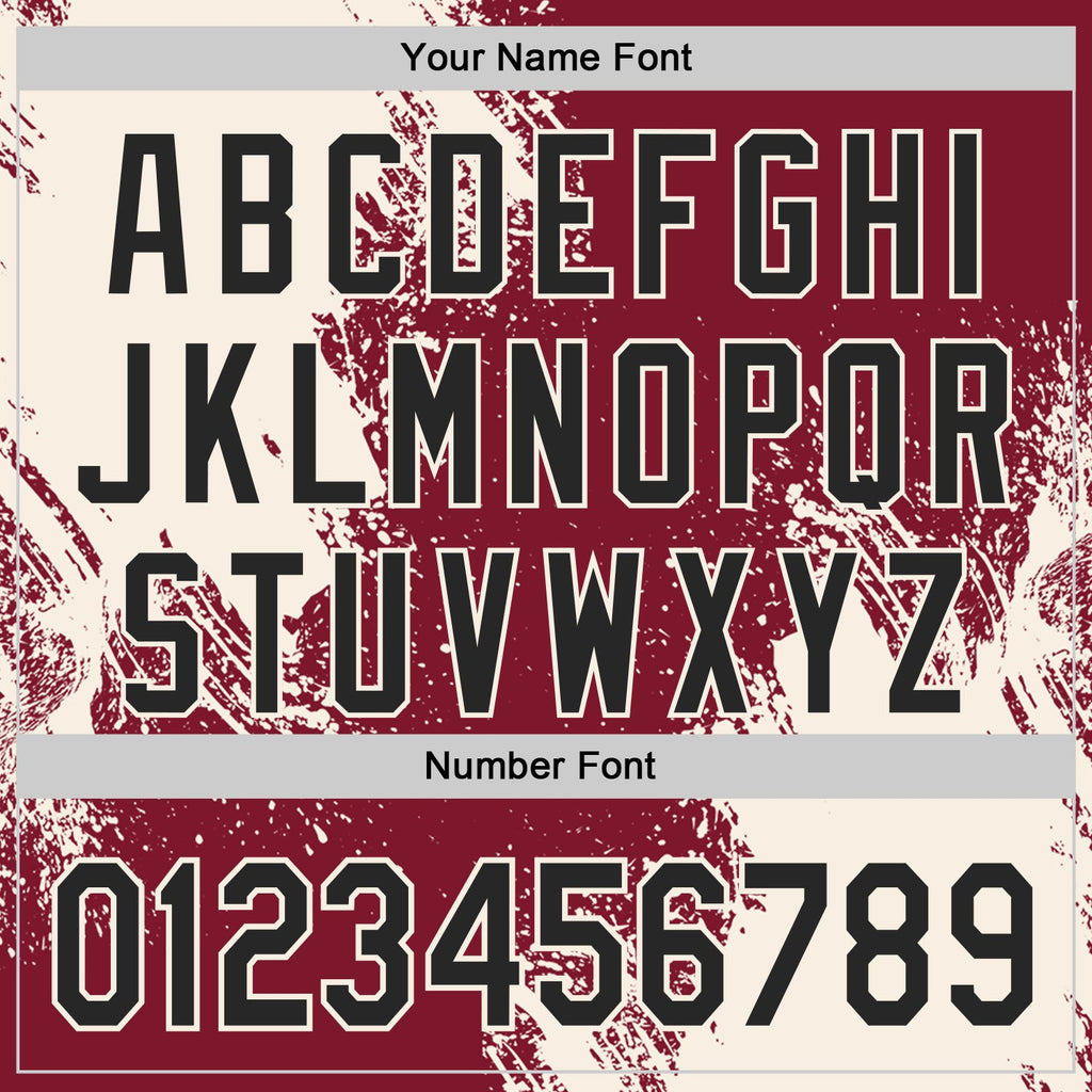 Custom Crimson Black-Cream Abstract Brush Stroke Authentic Baseball Jersey