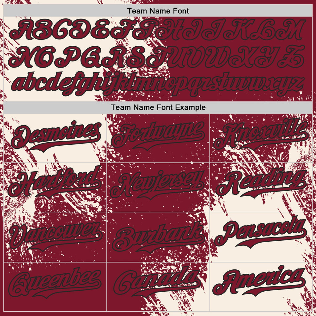 Custom Crimson Cream-Black Abstract Brush Stroke Authentic Baseball Jersey