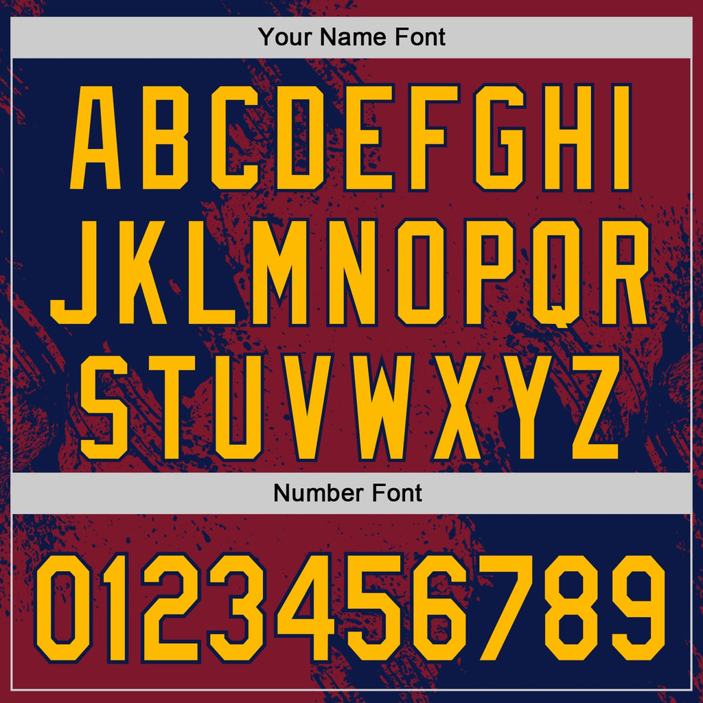 Custom Crimson Gold-Navy Abstract Brush Stroke Authentic Baseball Jersey