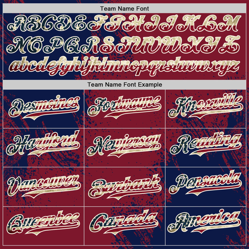 Custom Crimson Vintage USA Flag Navy-Cream Abstract Brush Stroke Authentic Baseball Jersey