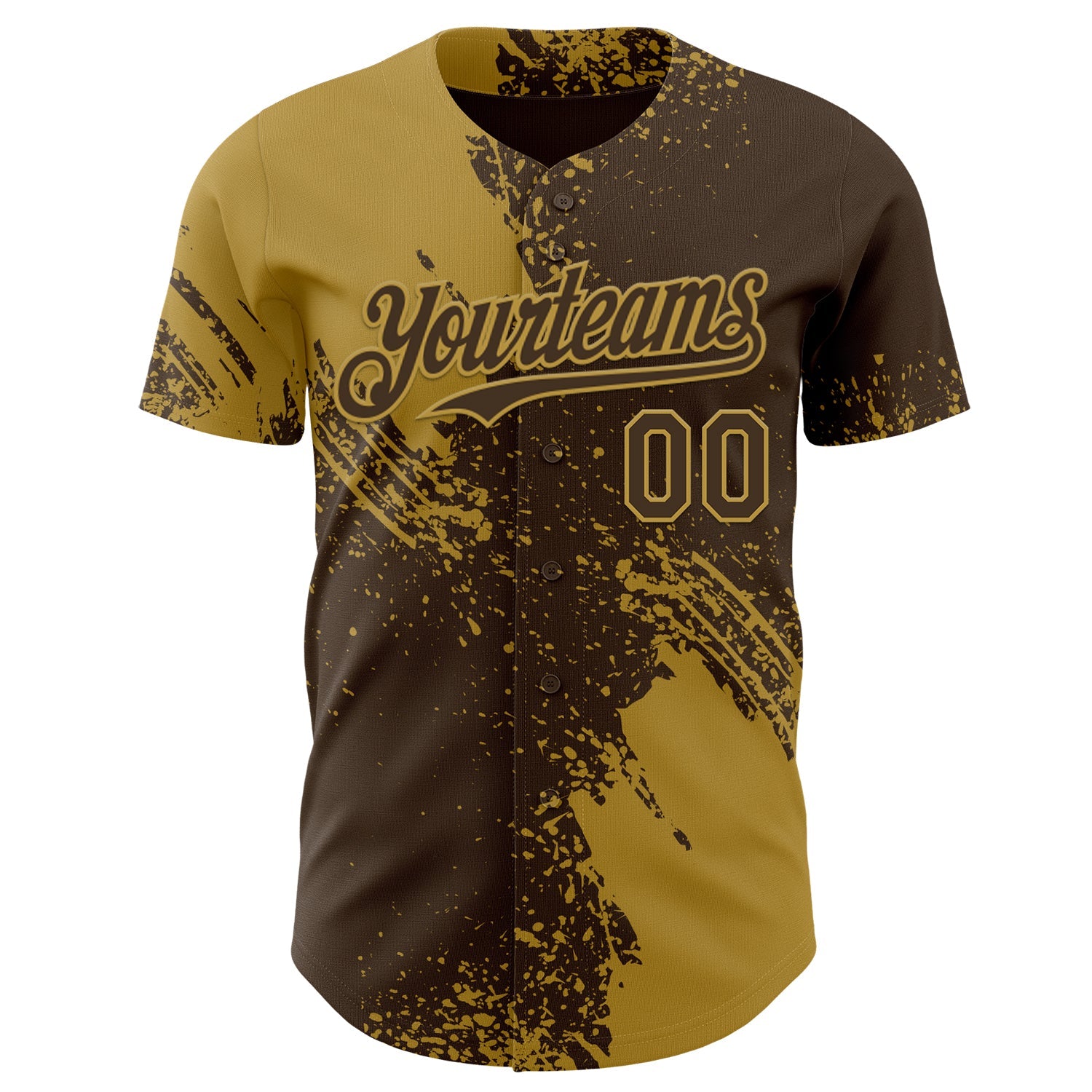 Custom Brown-Old Gold Abstract Brush Stroke Authentic Baseball Jersey