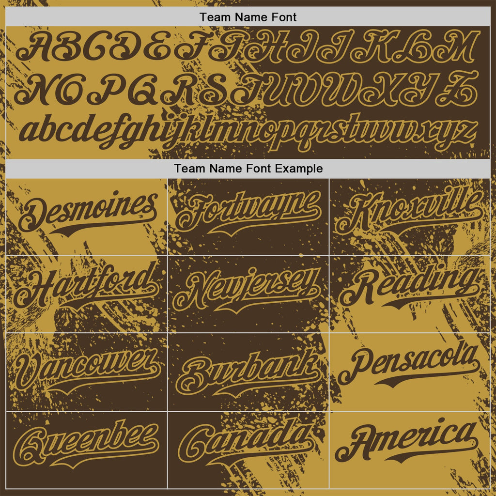 Custom Brown-Old Gold Abstract Brush Stroke Authentic Baseball Jersey