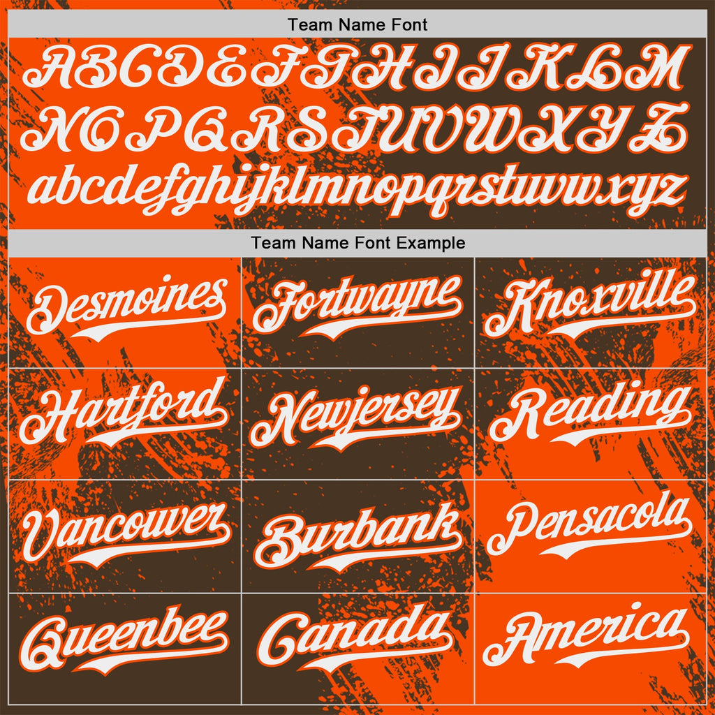 Custom Brown White-Orange Abstract Brush Stroke Authentic Baseball Jersey
