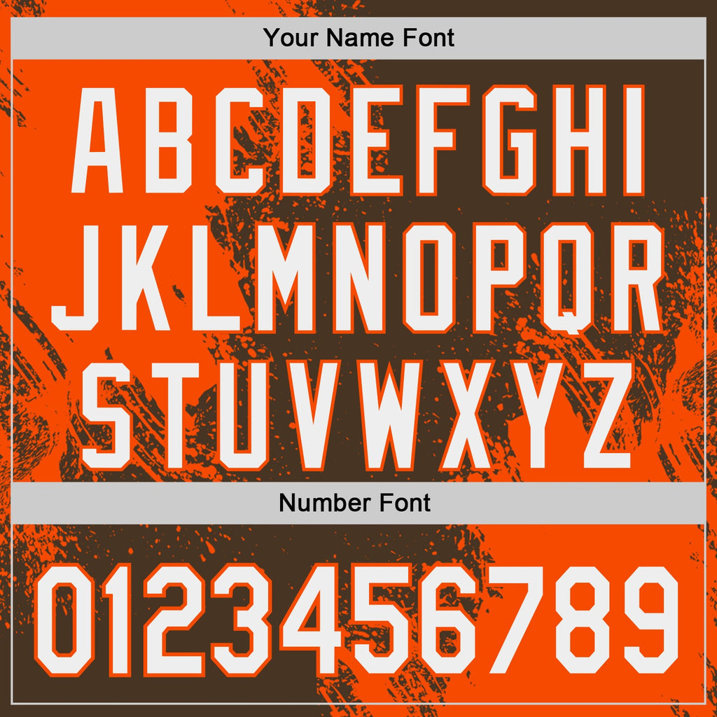 Custom Brown White-Orange Abstract Brush Stroke Authentic Baseball Jersey