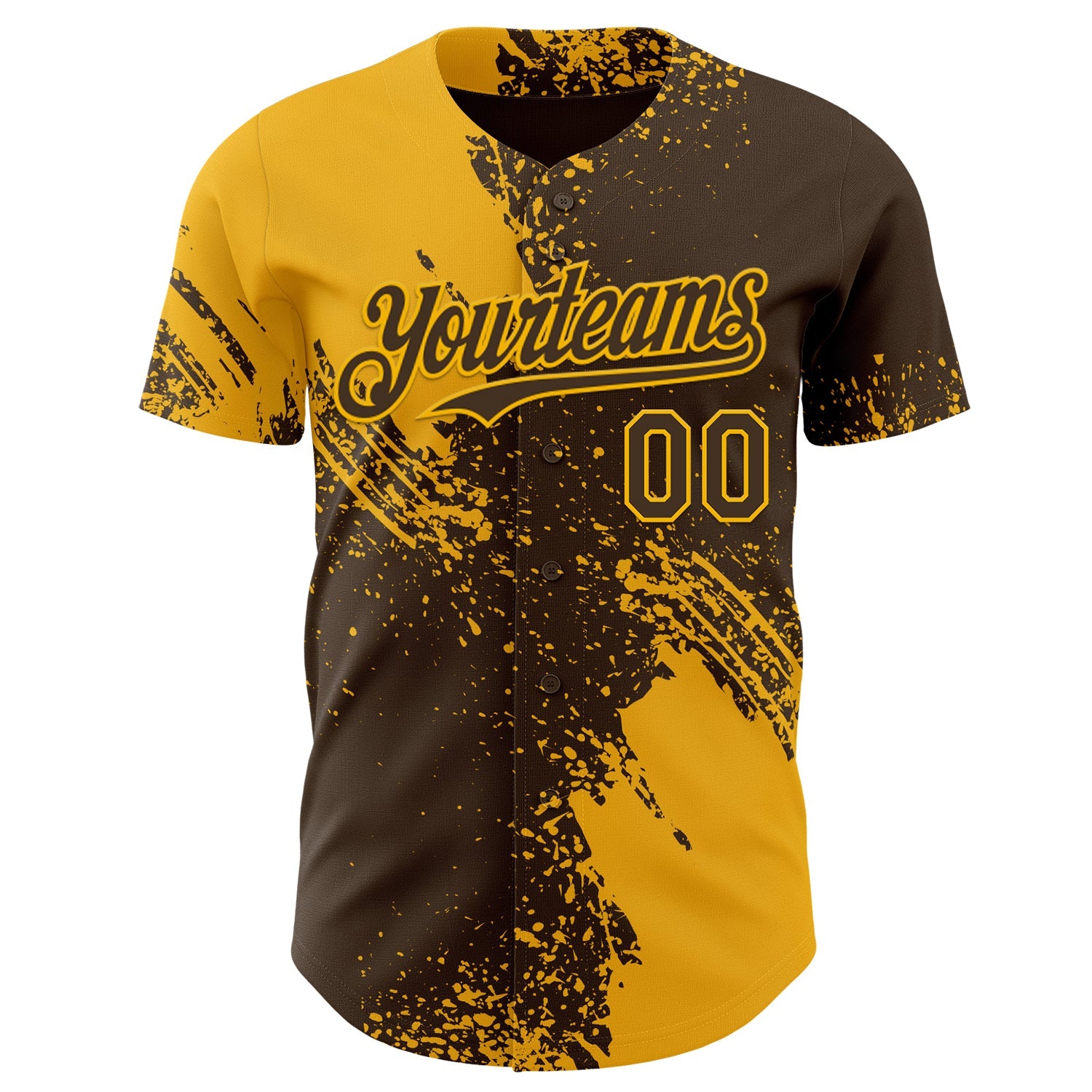 Custom Brown-Gold Abstract Brush Stroke Authentic Baseball Jersey