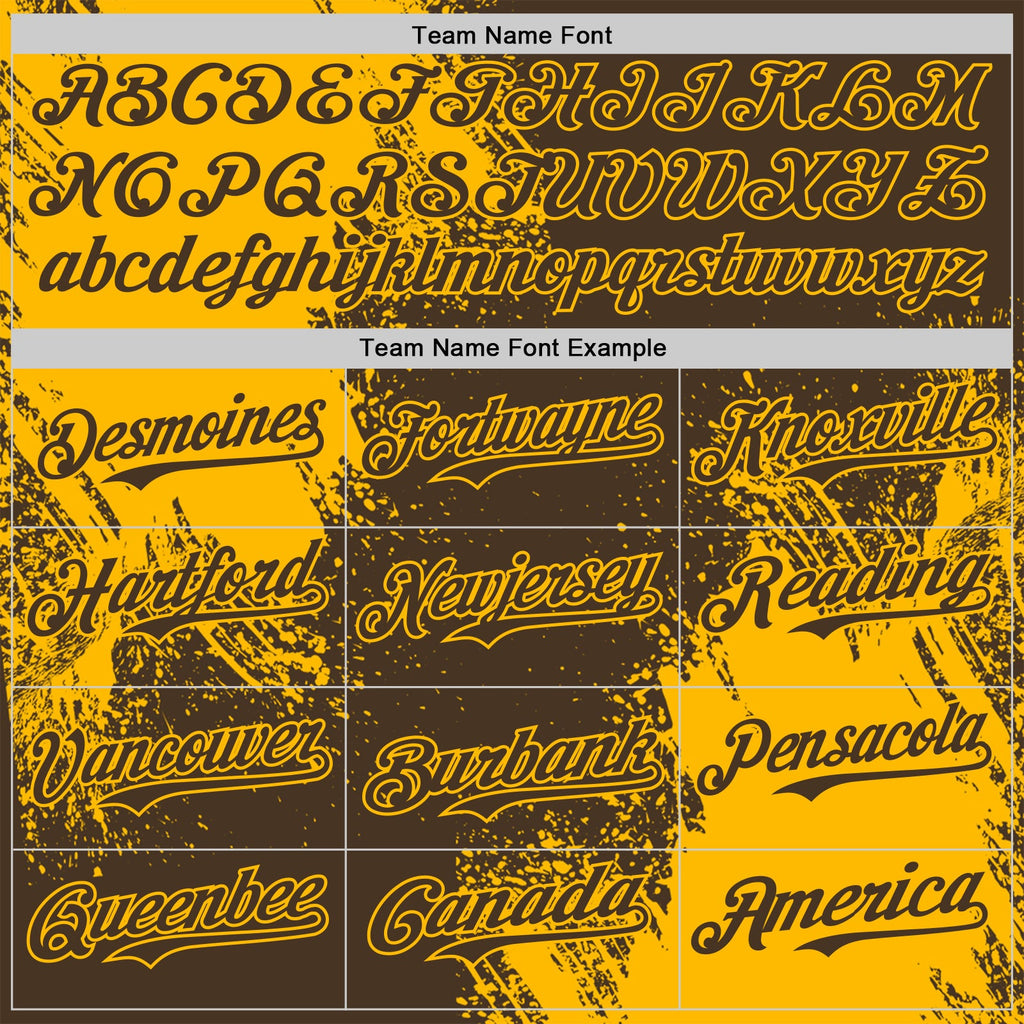 Custom Brown-Gold Abstract Brush Stroke Authentic Baseball Jersey