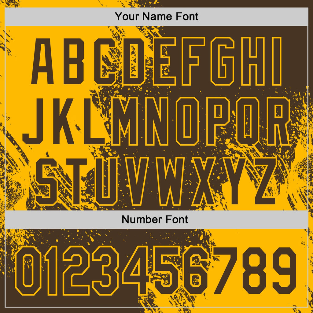 Custom Brown-Gold Abstract Brush Stroke Authentic Baseball Jersey