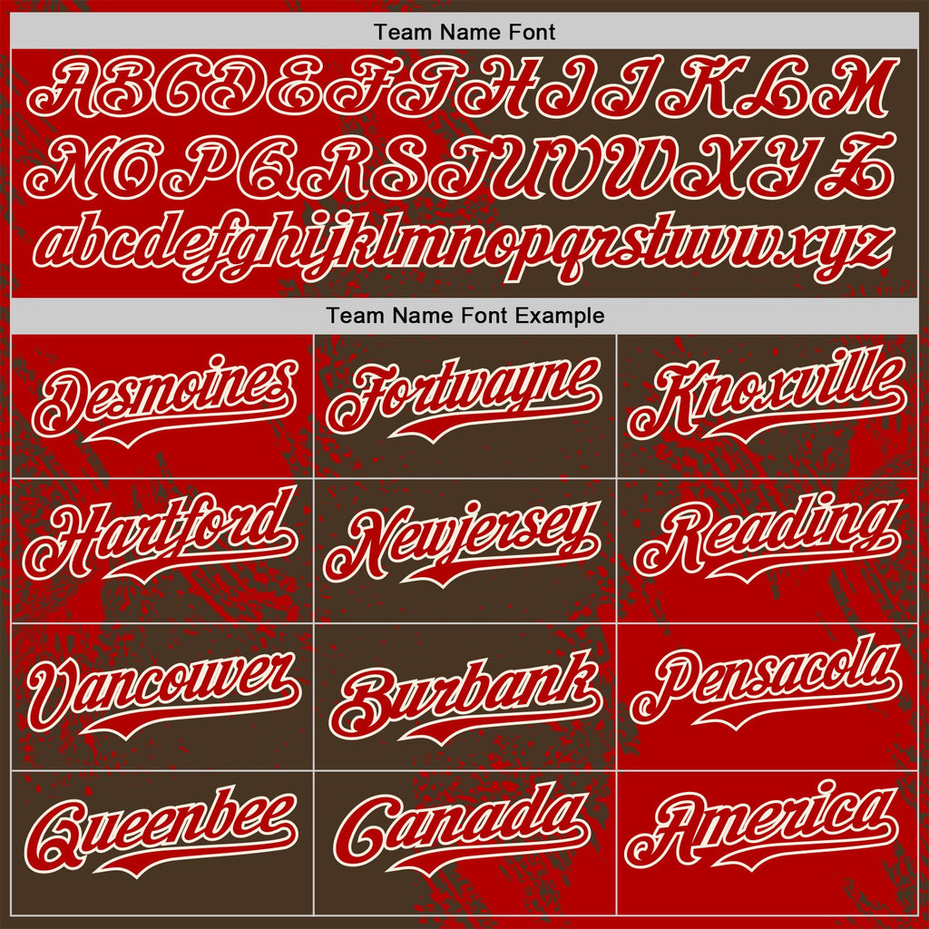 Custom Brown Red-Cream Abstract Brush Stroke Authentic Baseball Jersey