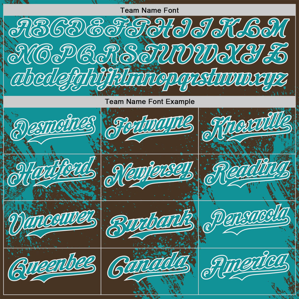 Custom Brown Teal-White Abstract Brush Stroke Authentic Baseball Jersey