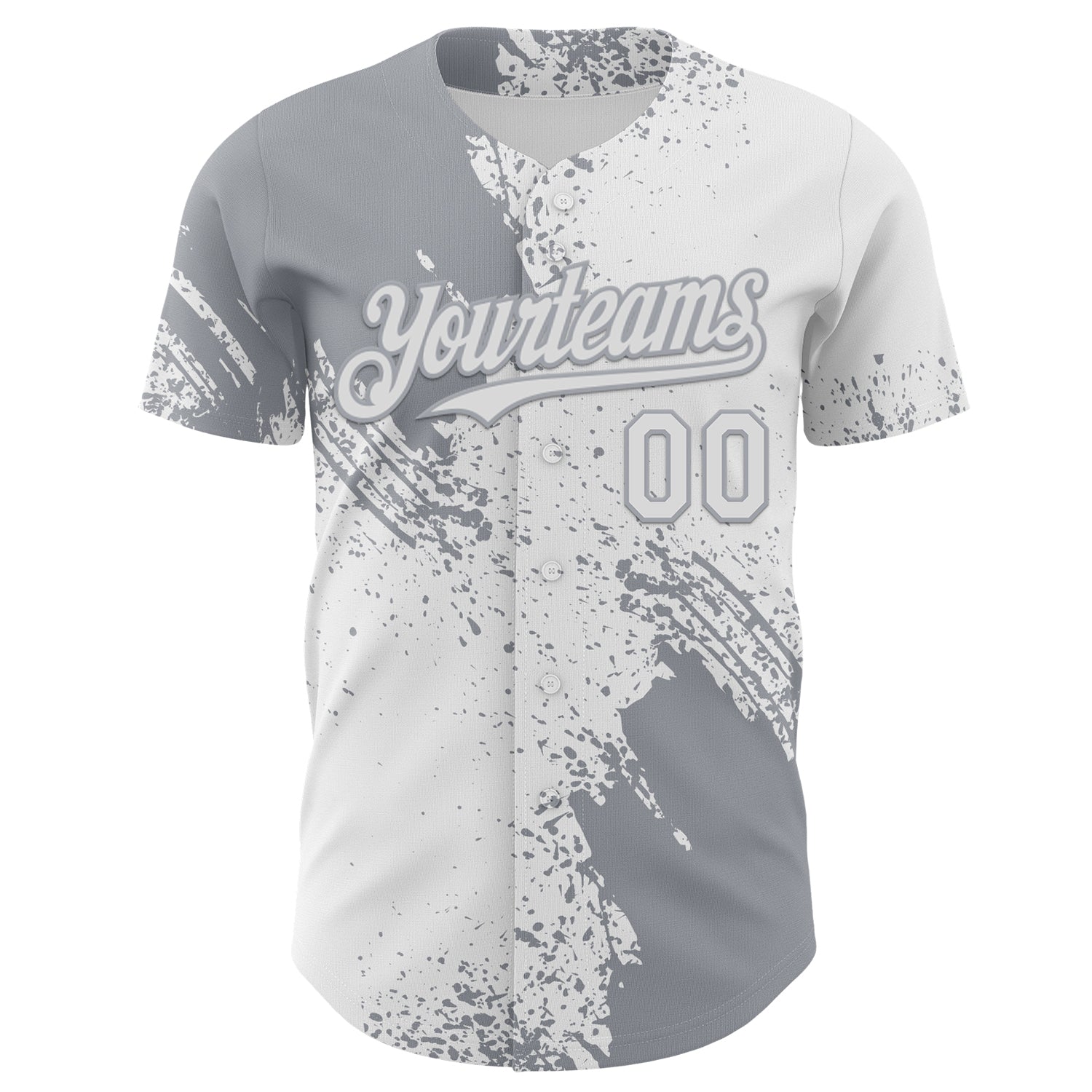 Custom White-Gray Abstract Brush Stroke Authentic Baseball Jersey