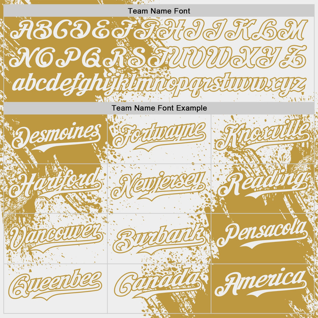 Custom White-Old Gold Abstract Brush Stroke Authentic Baseball Jersey