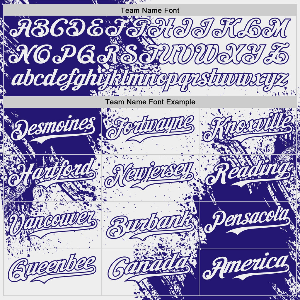 Custom White-Dark Purple Abstract Brush Stroke Authentic Baseball Jersey