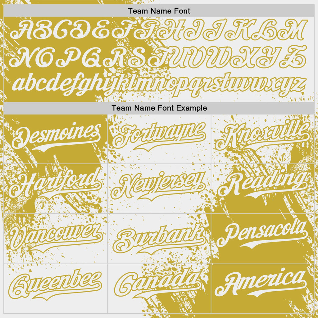 Custom White-Old Gold Abstract Brush Stroke Authentic Baseball Jersey