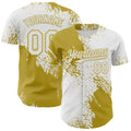 Custom White-Old Gold Abstract Brush Stroke Authentic Baseball Jersey