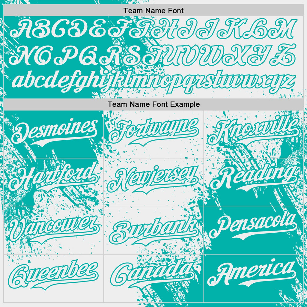 Custom White-Aqua Abstract Brush Stroke Authentic Baseball Jersey