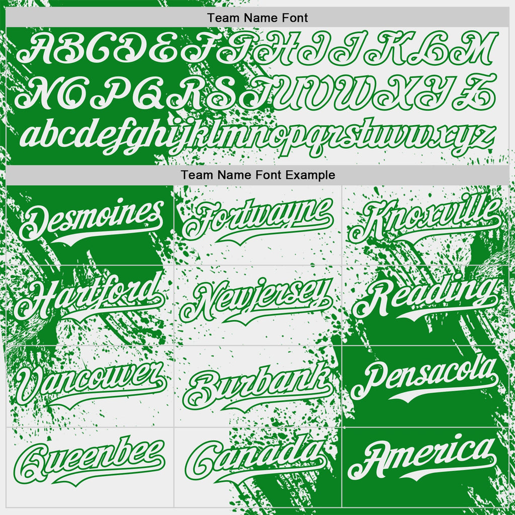 Custom White-Grass Green Abstract Brush Stroke Authentic Baseball Jersey