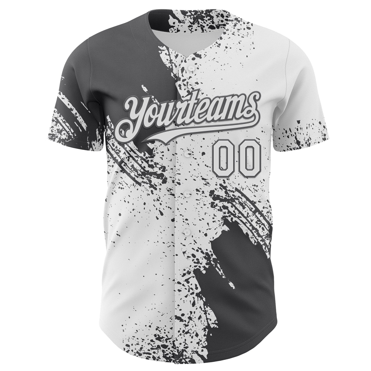 Custom White-Steel Gray Abstract Brush Stroke Authentic Baseball Jersey