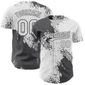 Custom White-Steel Gray Abstract Brush Stroke Authentic Baseball Jersey