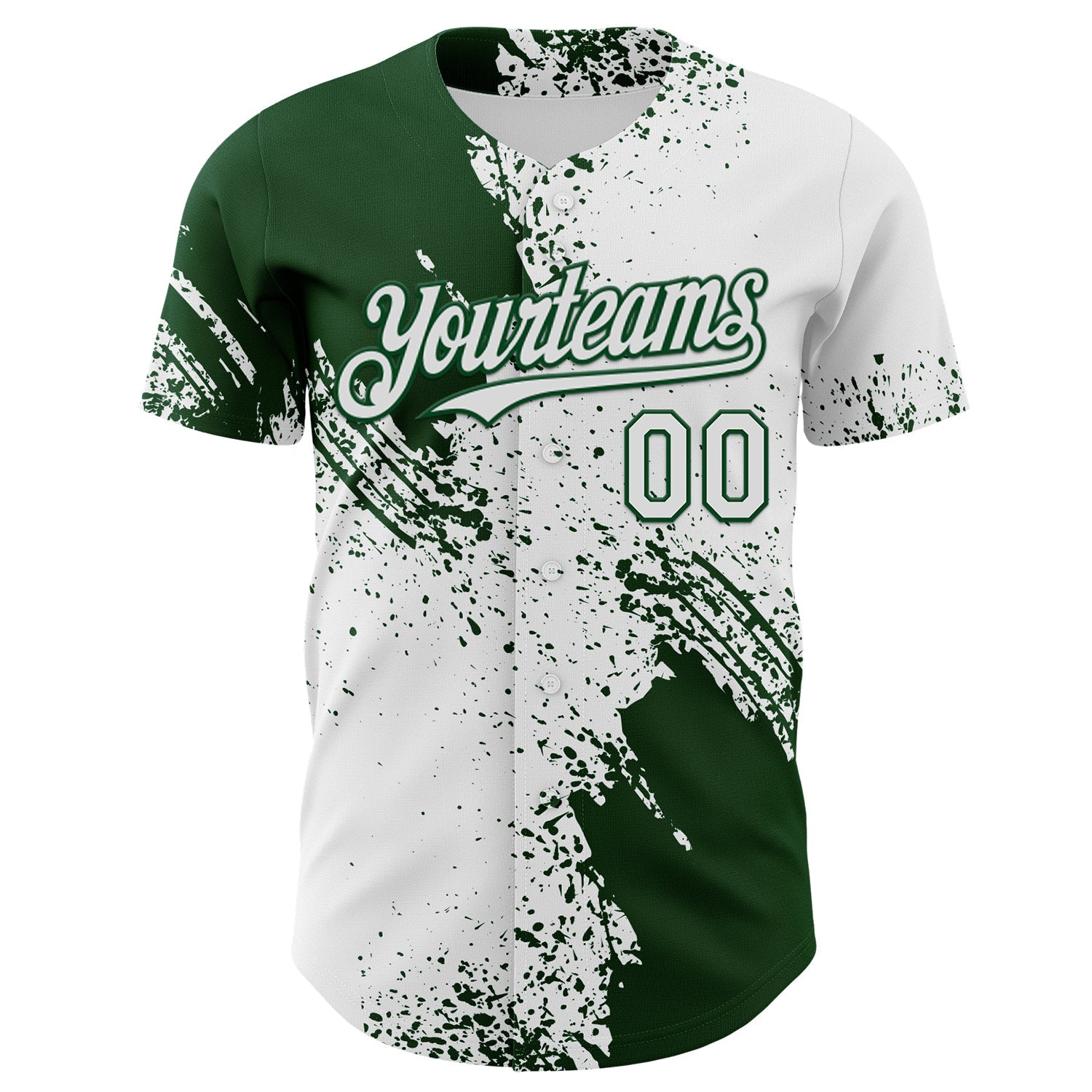 Custom White-Green Abstract Brush Stroke Authentic Baseball Jersey