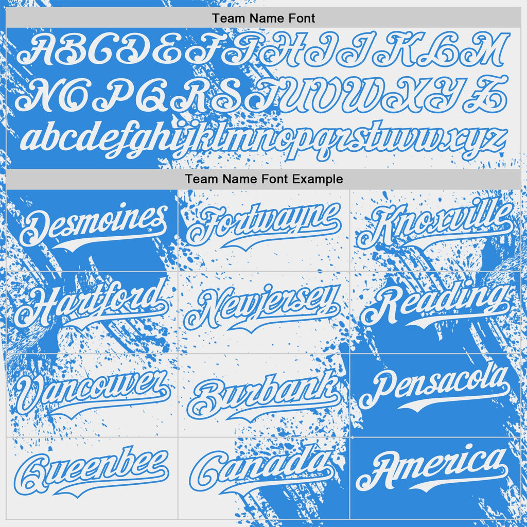 Custom White-Electric Blue Abstract Brush Stroke Authentic Baseball Jersey