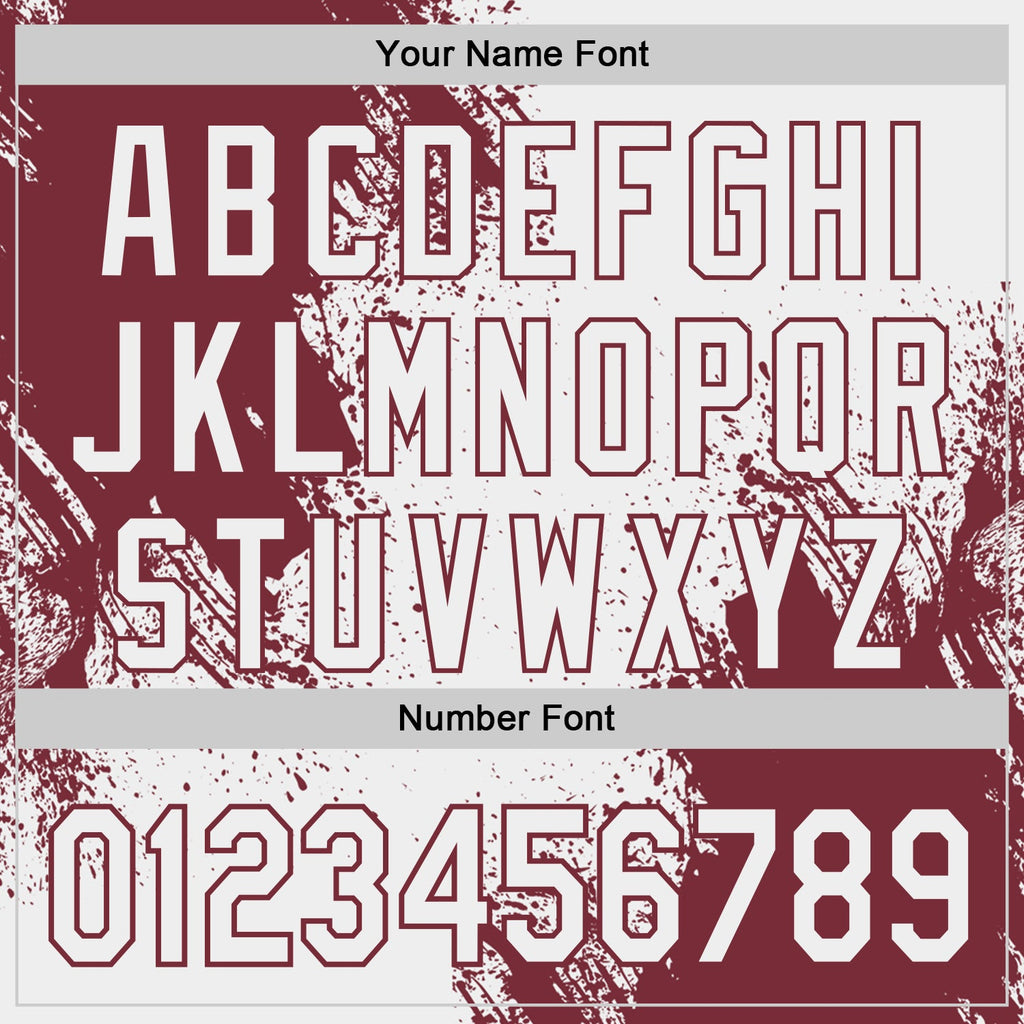 Custom White-Burgundy Abstract Brush Stroke Authentic Baseball Jersey