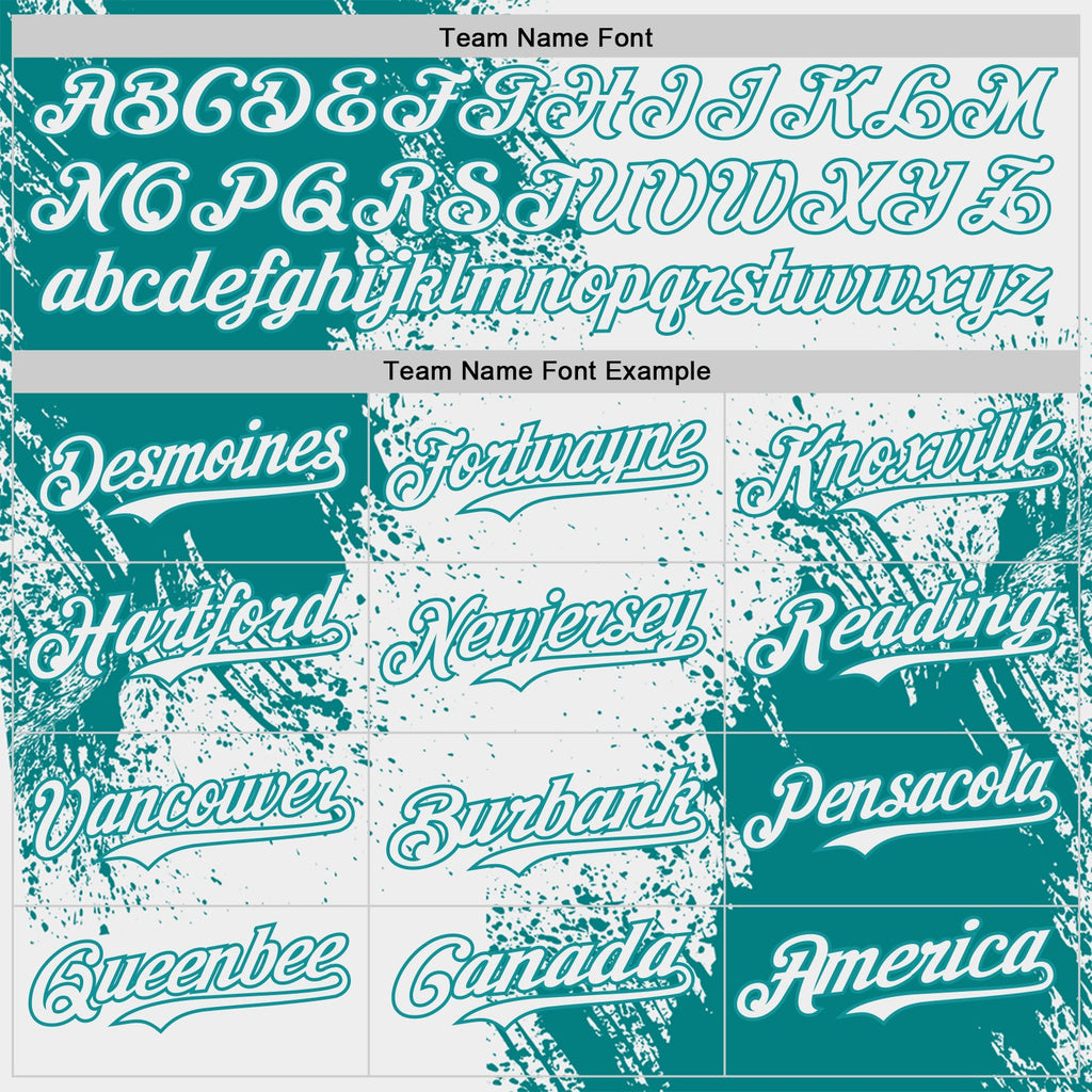 Custom White-Teal Abstract Brush Stroke Authentic Baseball Jersey