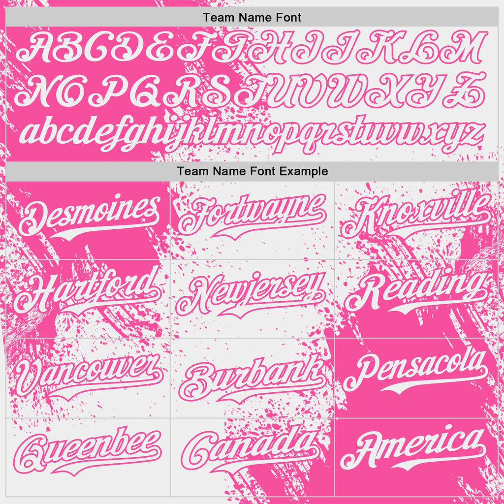 Custom White-Pink Abstract Brush Stroke Authentic Baseball Jersey