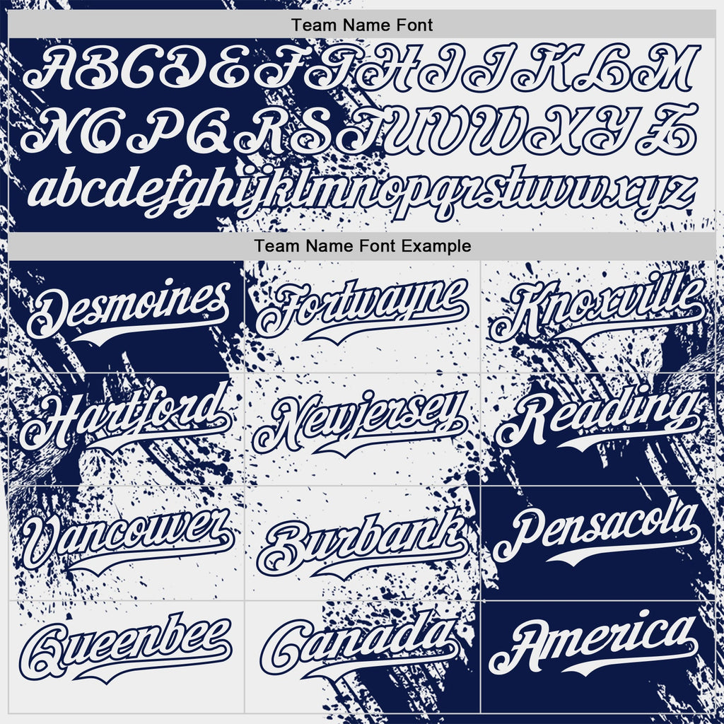 Custom White-Navy Abstract Brush Stroke Authentic Baseball Jersey