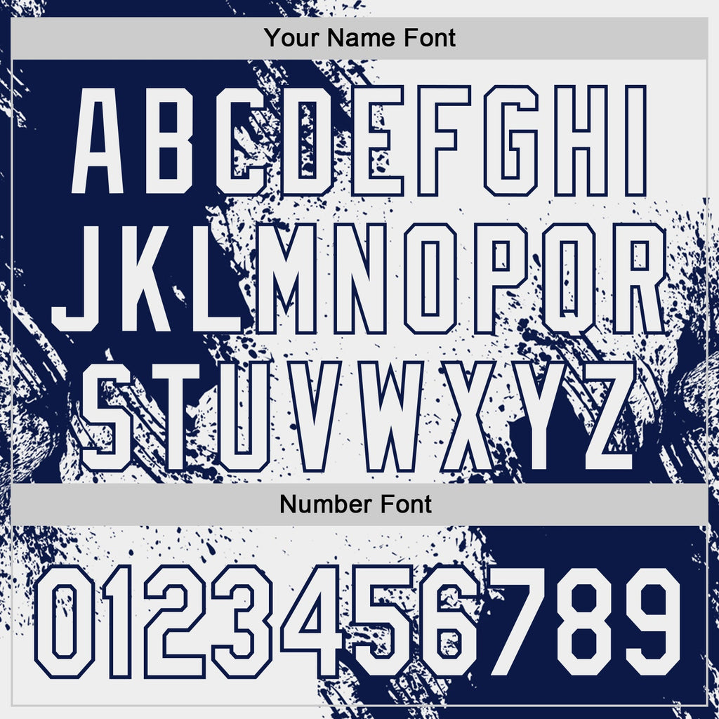 Custom White-Navy Abstract Brush Stroke Authentic Baseball Jersey