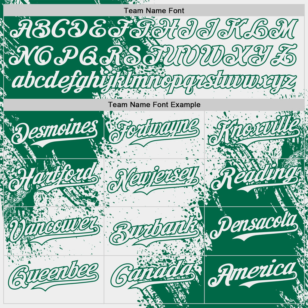 Custom White-Kelly Green Abstract Brush Stroke Authentic Baseball Jersey
