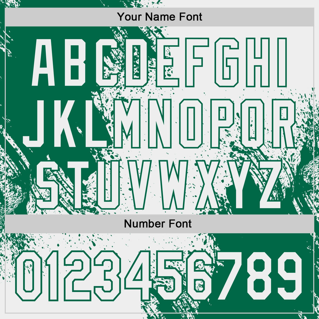 Custom White-Kelly Green Abstract Brush Stroke Authentic Baseball Jersey