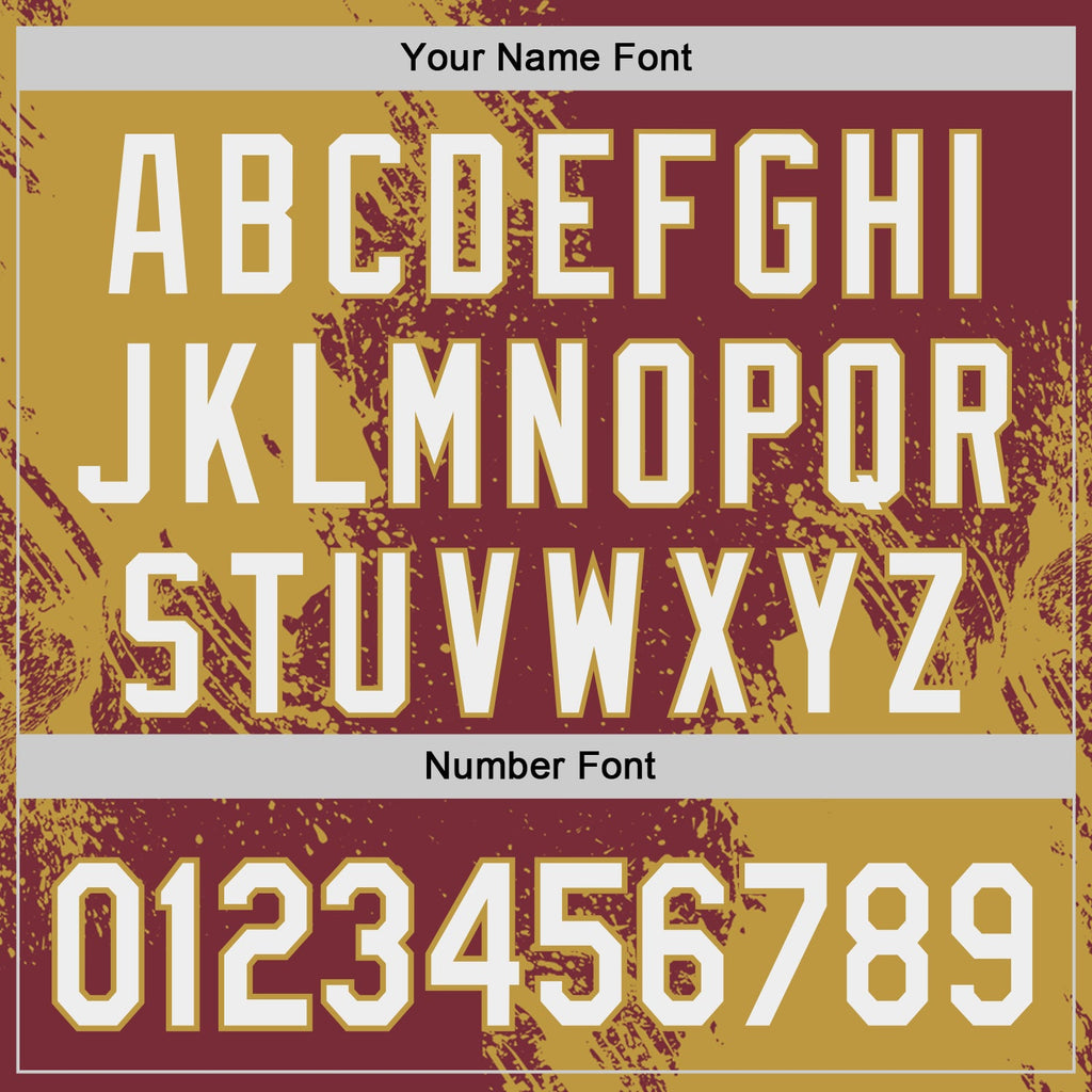 Custom Burgundy White-Old Gold Abstract Brush Stroke Authentic Baseball Jersey
