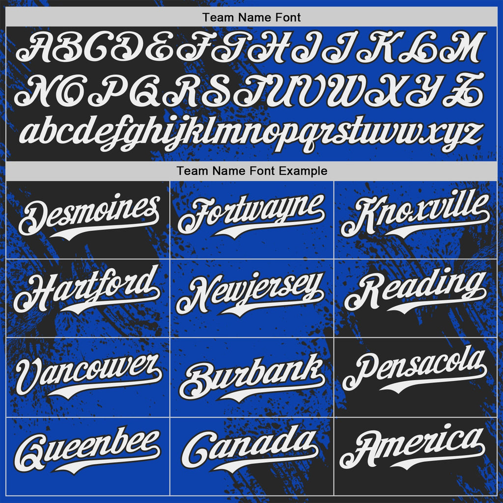 Custom Thunder Blue White-Black Abstract Brush Stroke Authentic Baseball Jersey