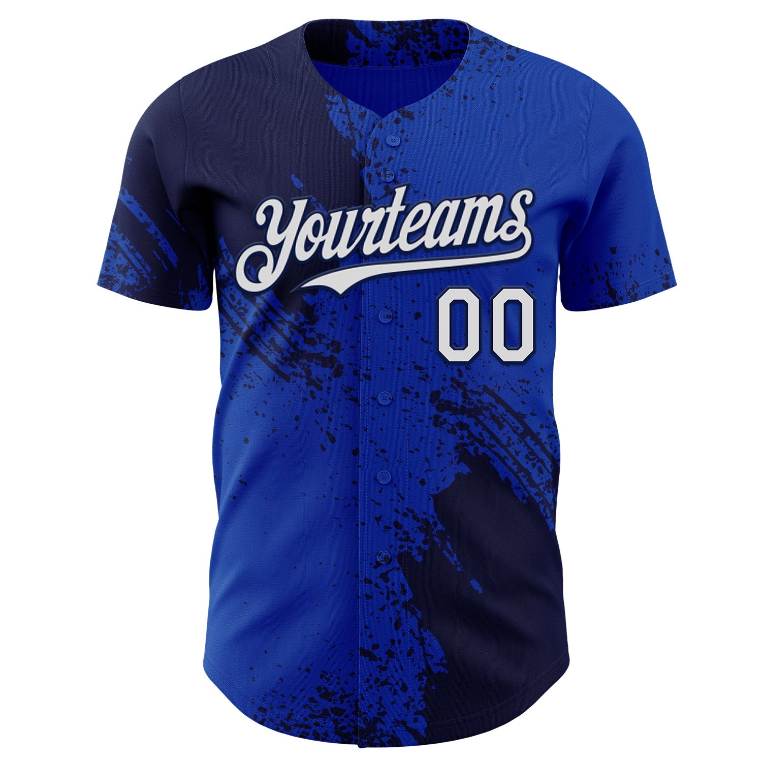 Custom Thunder Blue White-Navy Abstract Brush Stroke Authentic Baseball Jersey