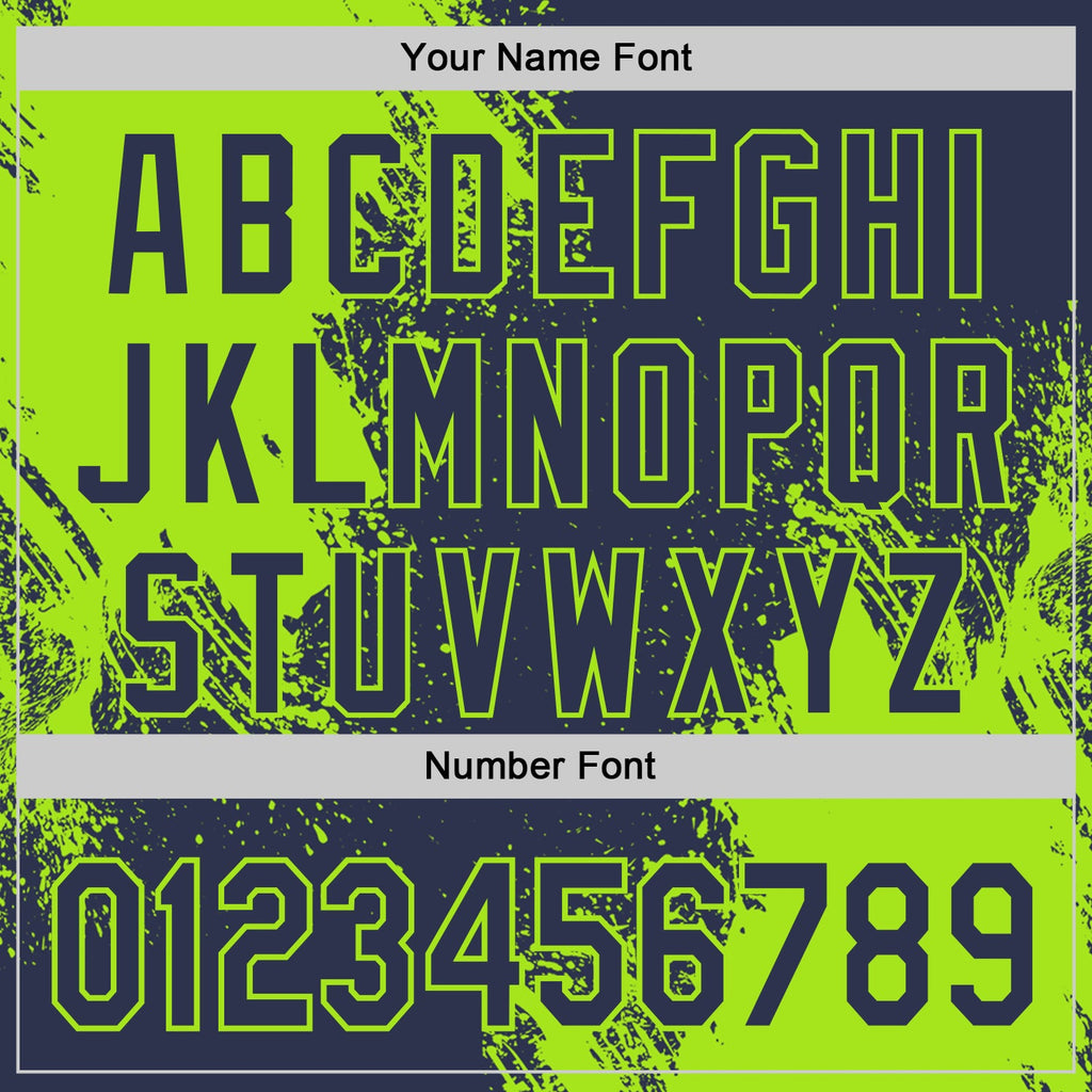 Custom Navy-Neon Green Abstract Brush Stroke Authentic Baseball Jersey