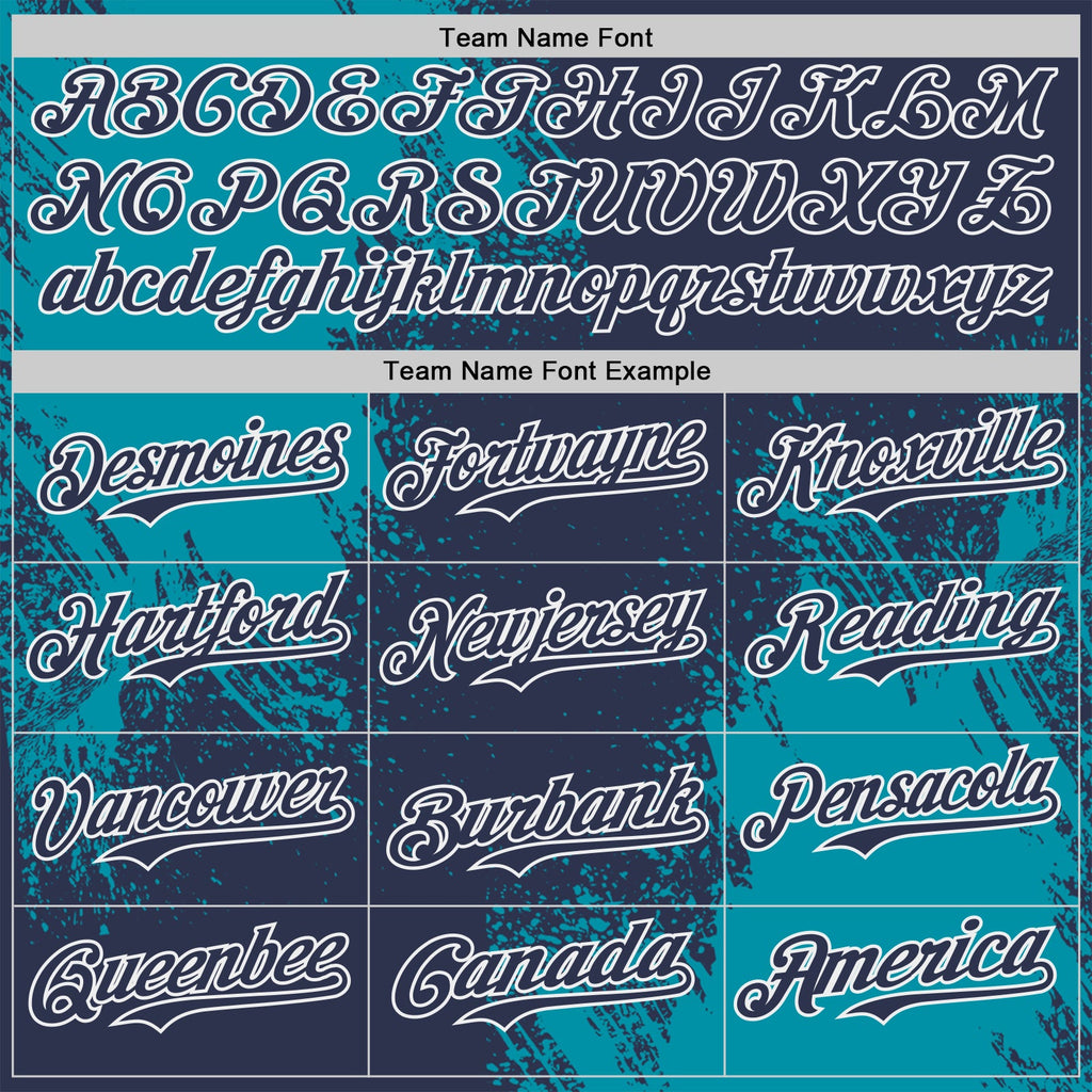 Custom Navy Teal-White Abstract Brush Stroke Authentic Baseball Jersey