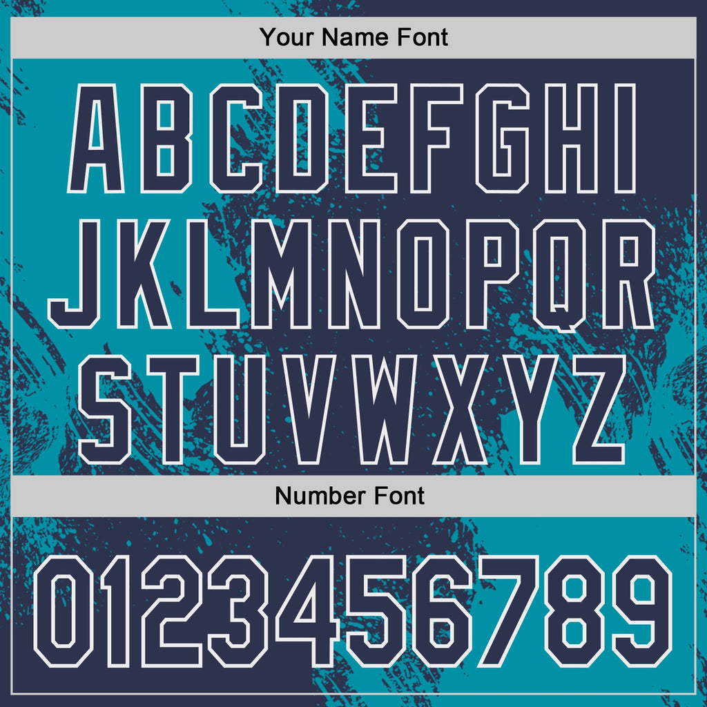 Custom Navy Teal-White Abstract Brush Stroke Authentic Baseball Jersey
