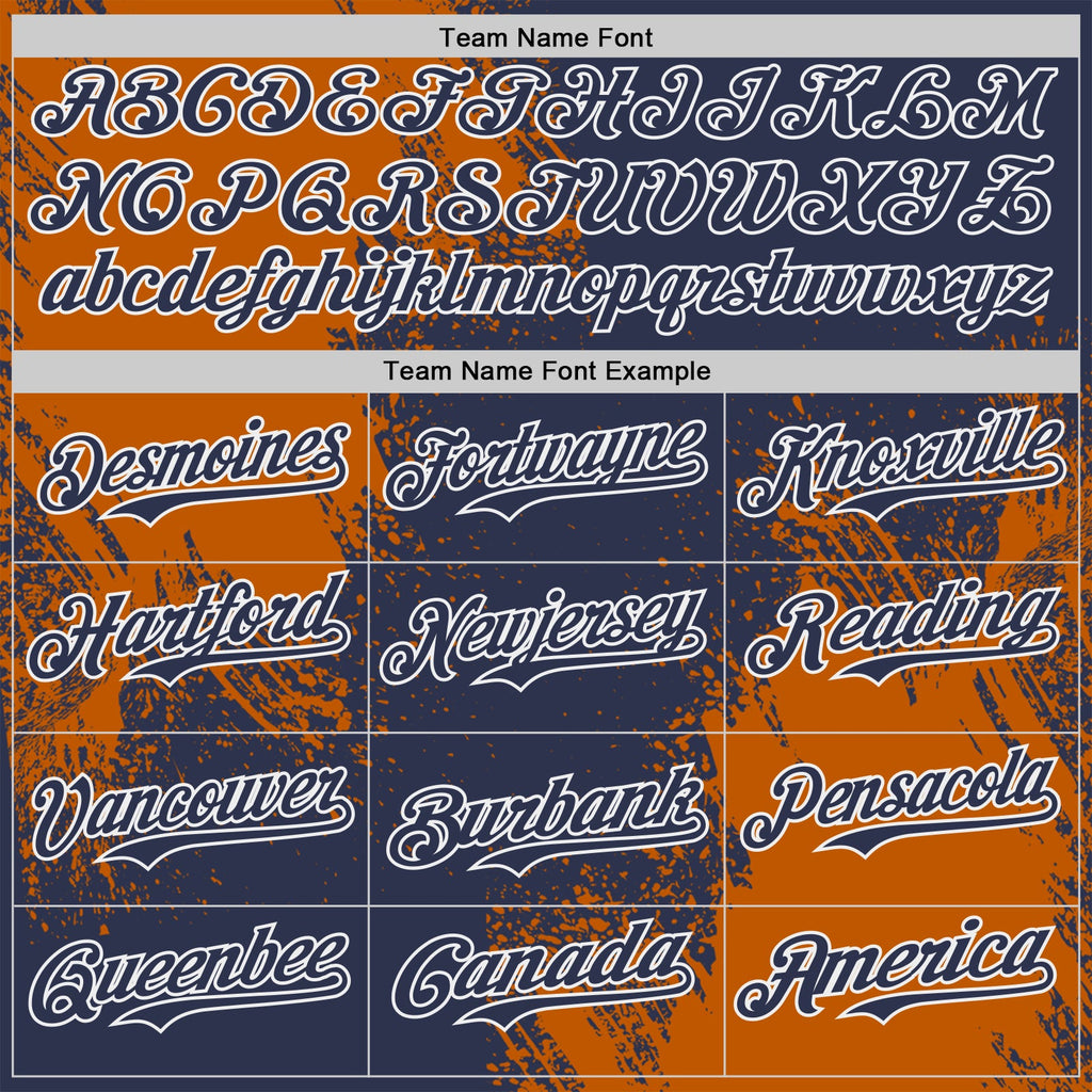 Custom Navy Texas Orange-White Abstract Brush Stroke Authentic Baseball Jersey