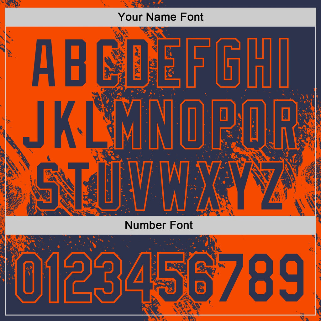 Custom Navy-Orange Abstract Brush Stroke Authentic Baseball Jersey