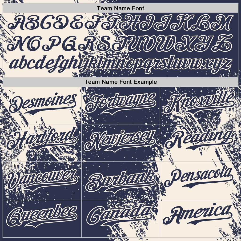 Custom Navy-Cream Abstract Brush Stroke Authentic Baseball Jersey