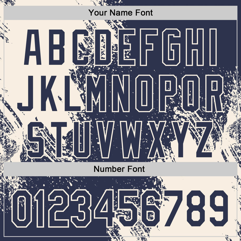 Custom Navy-Cream Abstract Brush Stroke Authentic Baseball Jersey