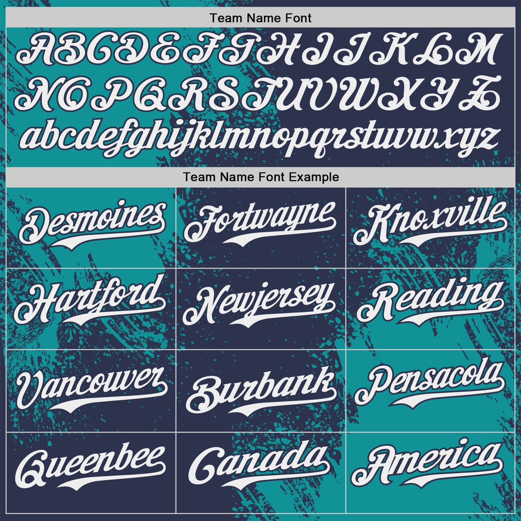 Custom Navy White-Teal Abstract Brush Stroke Authentic Baseball Jersey