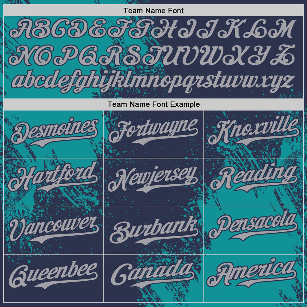 Custom Navy Gray-Teal Abstract Brush Stroke Authentic Baseball Jersey