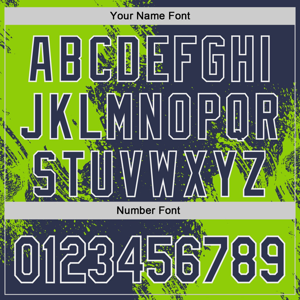 Custom Navy Neon Green-White Abstract Brush Stroke Authentic Baseball Jersey