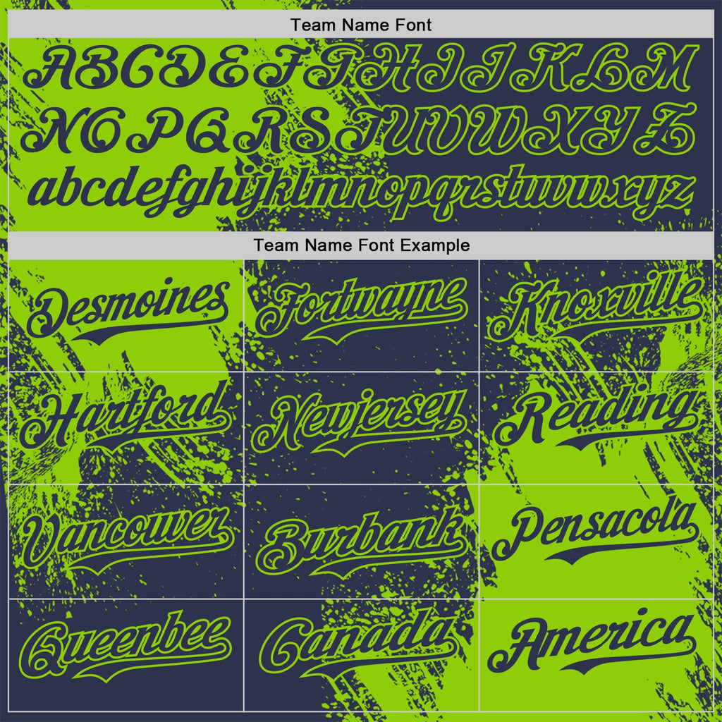 Custom Navy-Neon Green Abstract Brush Stroke Authentic Baseball Jersey