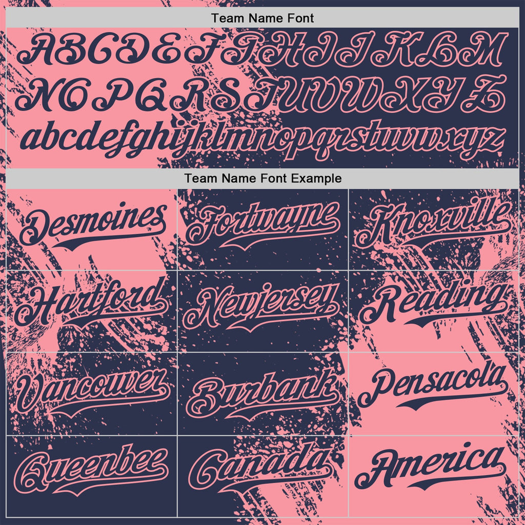 Custom Navy-Medium Pink Abstract Brush Stroke Authentic Baseball Jersey