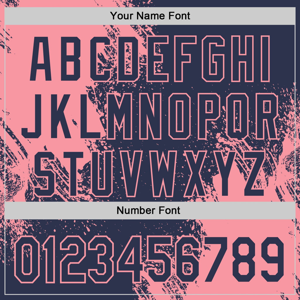 Custom Navy-Medium Pink Abstract Brush Stroke Authentic Baseball Jersey