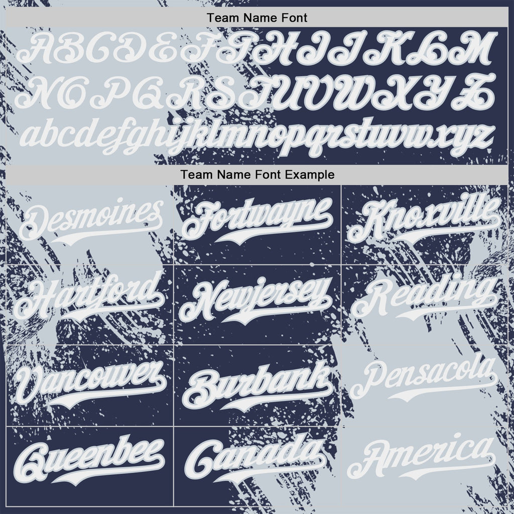 Custom Navy White-Silver Abstract Brush Stroke Authentic Baseball Jersey