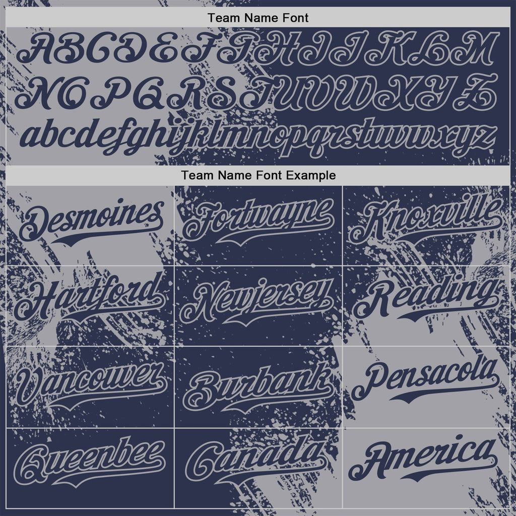 Custom Navy-Gray Abstract Brush Stroke Authentic Baseball Jersey